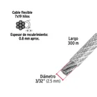 Metro cable flexible 3/32' acero 7x19 recubierto PVC, 300 m 3