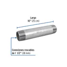 Niple de acero galvanizado 1-1/2 x 10', FOSET 2