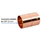 Cople de cobre 1-1/4', con ranura, FOSET 2