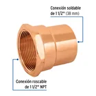 Conector de cobre, rosca interior 1-1/2', FOSET 2