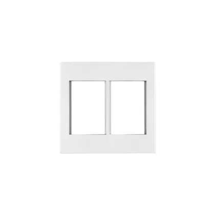 Placa 2 ventanas, 6 módulos, línea Española, color blanco