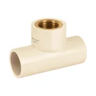 Tee de CPVC 1/2' rosca central hembra inserto latón, FOSET 1