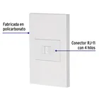 Placa armada 1 toma para teléfono, 1.5 mod, Española, blanco 2