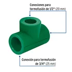 Tee reducida de PPR 3/4' x 1/2' x 1/2', FOSET 2