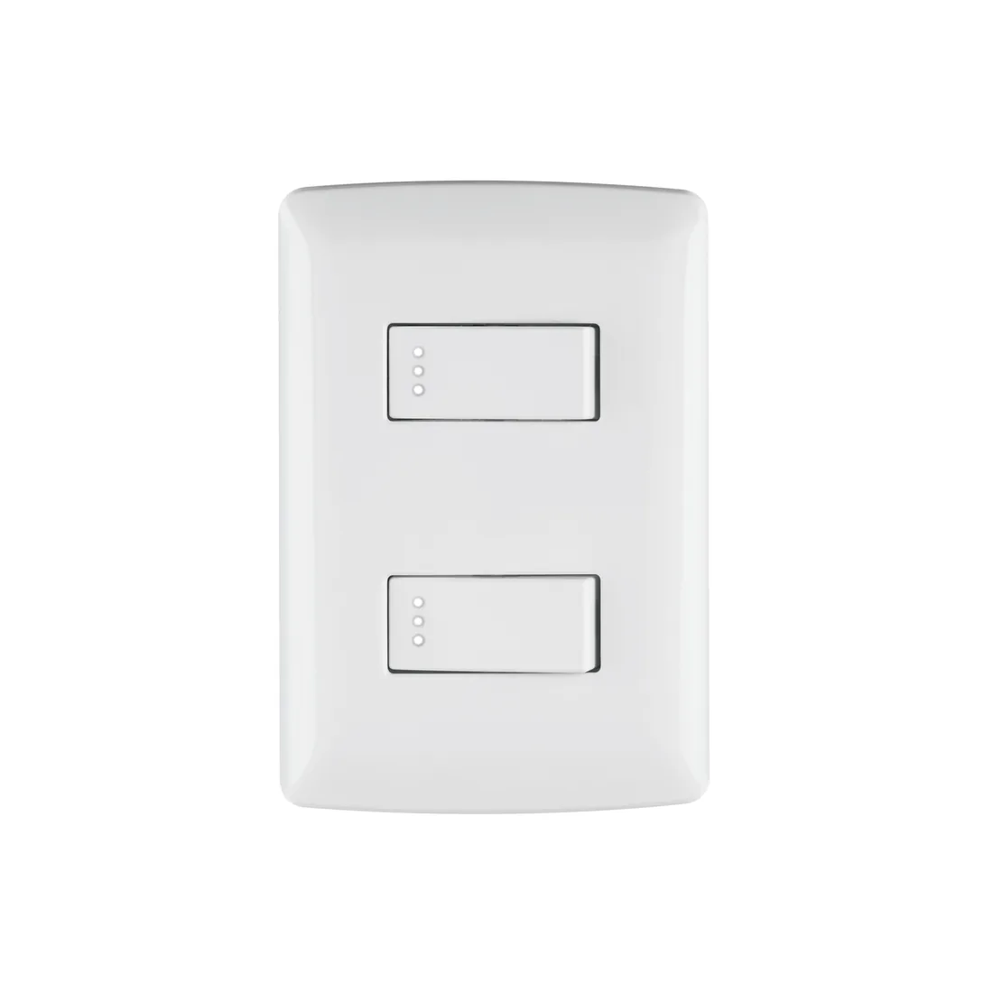 Placa armada, 2interruptores sencillos,blanco,línea Italiana