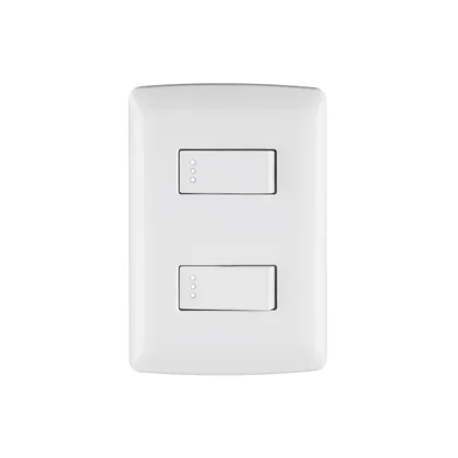Placa armada, 2interruptores sencillos,blanco,línea Italiana