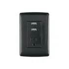 Contacto aterrizado + 2 puertos USB, negro, línea Italiana 1