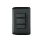 Placa armada 3 interruptores sencillos,negro, línea Italiana 1