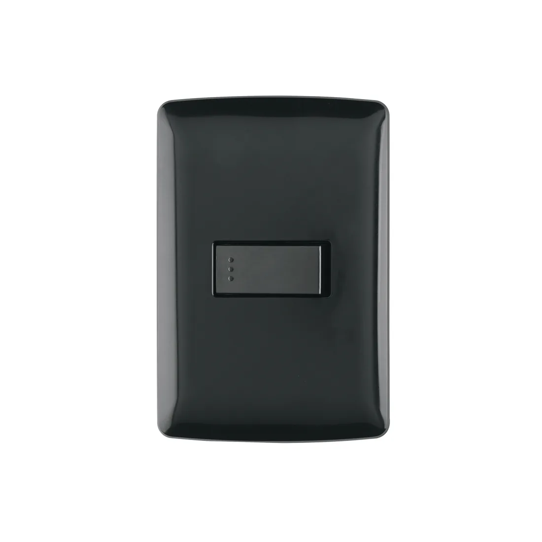 Placa armada 1 interruptor sencillo, negro, línea Italiana