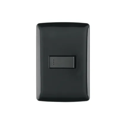 Placa armada 1 interruptor sencillo, negro, línea Italiana