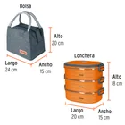 Lonchera térmica con 3 contenedores de acero inoxidable 3