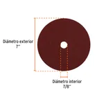 Disco de lija de 7' con respaldo de fibra, grano 80, TRUPER 2