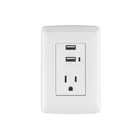 Contacto aterrizado + 2 puertos USB, blanco, línea Italiana 1