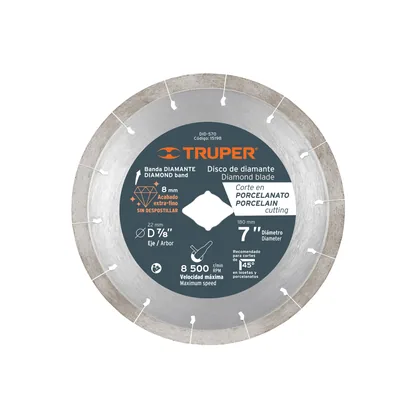 Disco de diamante de 7' x 1.6 mm, corte de porcelanato
