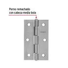 Bolsa 2 bisagras rectangulares 3-1/2 x 2-1/8', acero natural 3