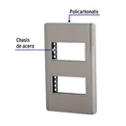 Placa de acero inox con 2 ventanas 1 módulo, línea Lisboa 2