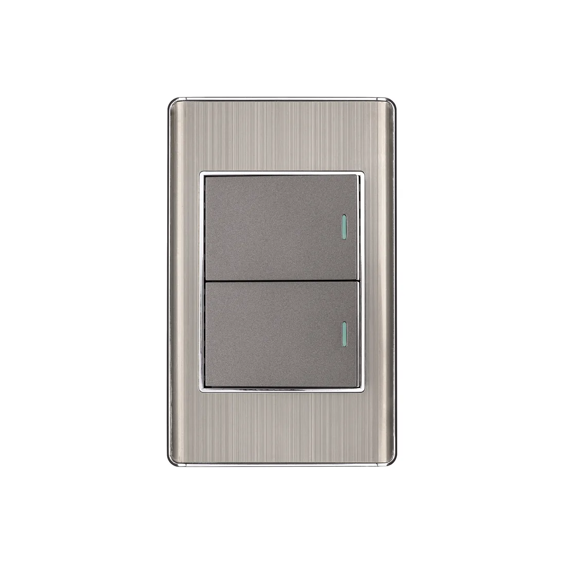 Placa armada acero inox 2 interruptores 1.5 módulos, Lisboa