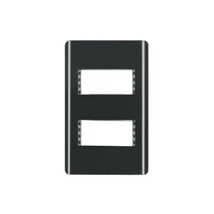 Placa negra de 2 ventanas 1 módulo, línea Lisboa, VOLTECK