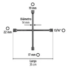 Llave de cruz 14', bocas 17, 19, 22 mm y 13/16', PRETUL 2