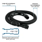 Manguera reforzada con multiconector, desagüe lavadora, 1.5m 3