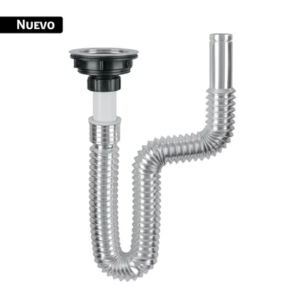 Céspol flexible cromado, contracanasta de acero inoxidable