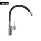 Monomando para fregadero cuello flexible negro, cromo, TUBIG 1