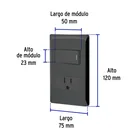 Placa armada negra interruptor y contacto 1 módulo, Lisboa 3