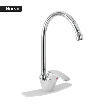 Monomando para fregadero, ABS, cuello curvo, BASIC