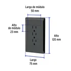 Placa armada negra 3 contactos 1 módulo, Lisboa, VOLTECK 3