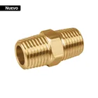Niple unión NPT de latón, 1/4' con tuerca hexagonal, FOSET 1