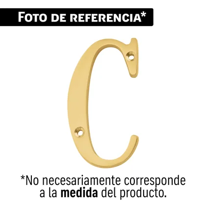 Letra C de latón sólido 4', latón brillante, HERMEX