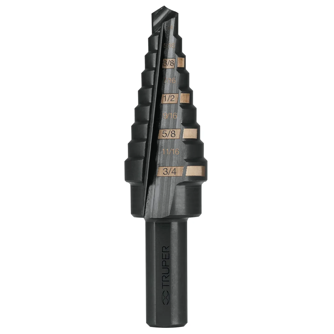 Broca escalonada óxido negro 9 escalones 1/4' a 3/4', TRUPER