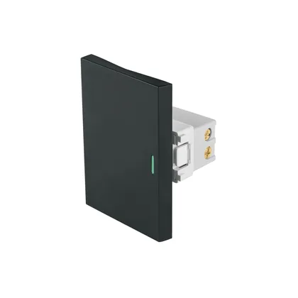 Interruptor de 3 vías negro de 3 módulos, línea Lisboa