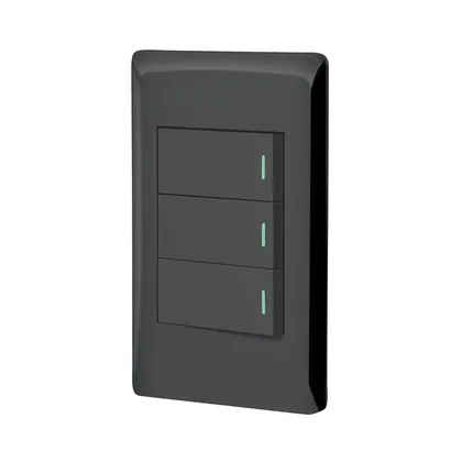 Placa armada negra 2 interruptores 1 de 3 vías 1 mód, Lisboa