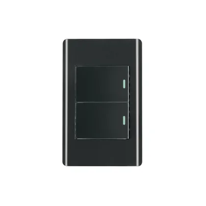 Placa armada negra 1 interruptor y 1 de 3vías 1.5mód,Lisboa