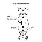 Contacto sencillo, 2 polos 3 hilos, 20 A, Standard, blanco 4
