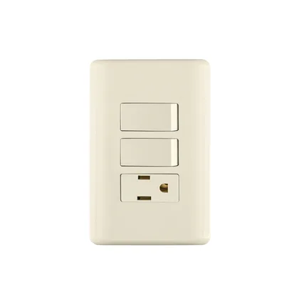 Placa armada 2 interruptores y contacto, marfil, BASIC