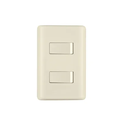 Placa armada, 2 interruptores, marfil, VOLTECK