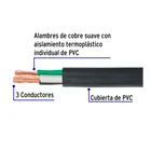 Metro de cable uso extra rudo 3 x 14 AWG en rollo de 100 m 2