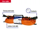 Extensión eléctrica uso rudo 15 m 2x16 AWG para 1 clavija 3