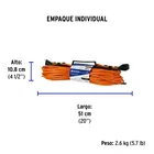 Extensión eléctrica uso rudo 30 m 2x16 AWG para 1 clavija 5