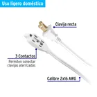 Extensión eléctrica doméstica 2 m clavija recta, blanca 2
