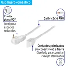 Extensión eléctrica doméstica 8 m clavija plana, blanca 2