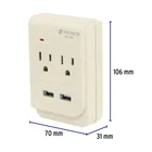 Multicontacto, 2 entradas y 2 entradas USB, 2 polos + tierra 3