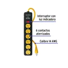 Multicontacto 14 AWG, 6 entradas sup. de picos 600 J, negro 2