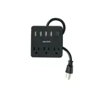 Multicontacto 16 AWG doméstico, 3 entradas 4 ptos USB, negro 1