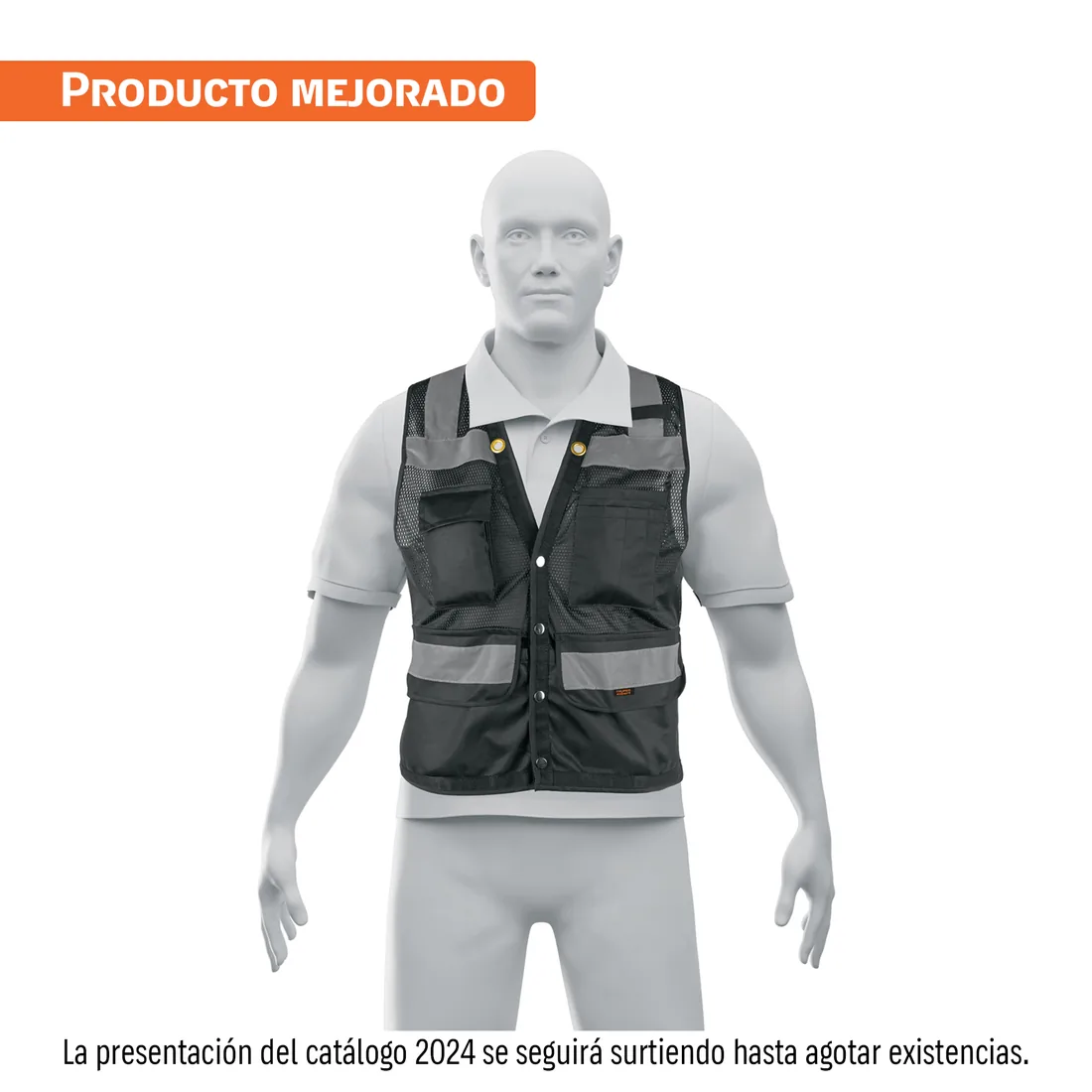 Chaleco seguridad reforzado negro con bolsas, G, EXPERT