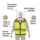 Chaleco seguridad reforzado amarillo con bolsas, EG, EXPERT 2