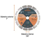 Disco de diamante de 7' x 2.5 mm, rin segmentado, TRUPER 3