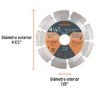 Disco de diamante de 4-1/2' x 2.1 mm, rin segmentado, TRUPER 3